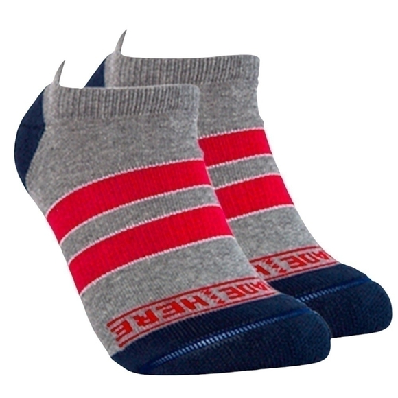 NWT MADE HERE University No Show Grey/Red Cotton Socks Unisex Socks, S/M - Picture 1 of 6